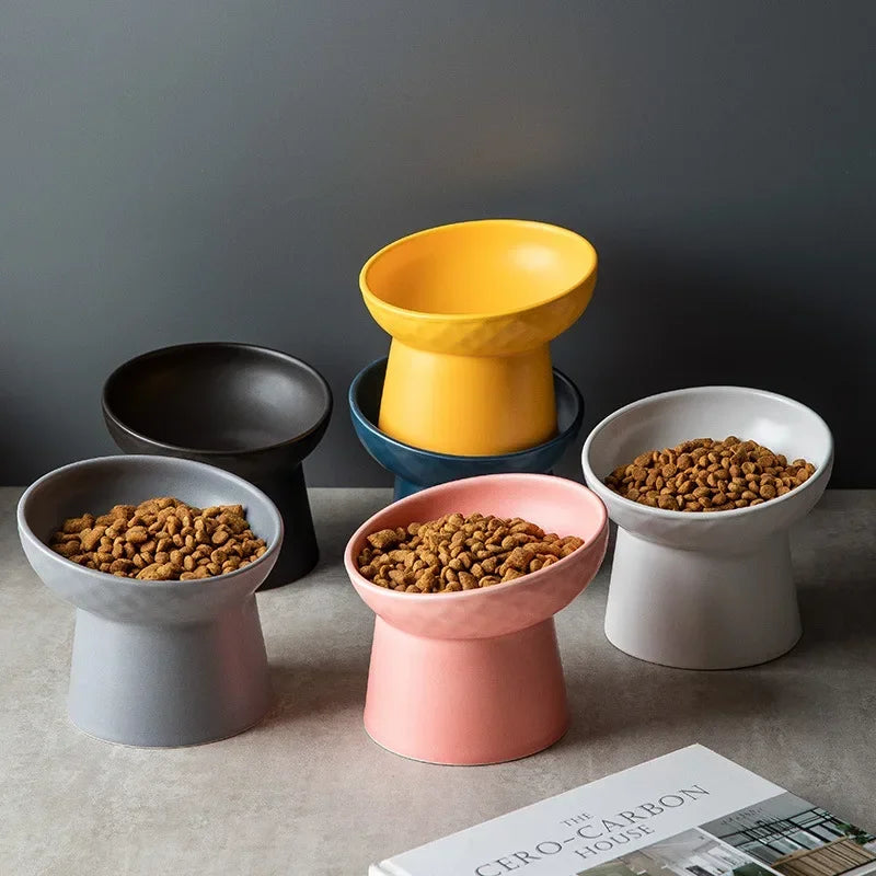 Nordic Ceramic Elevated Pet Bowl – Raised Food & Water Bowl for Cats & Dogs