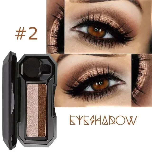 Fard à paupières double couleur, avec miroir, petit pinceau tête champignon, waterproof, maquillage yeux femmes