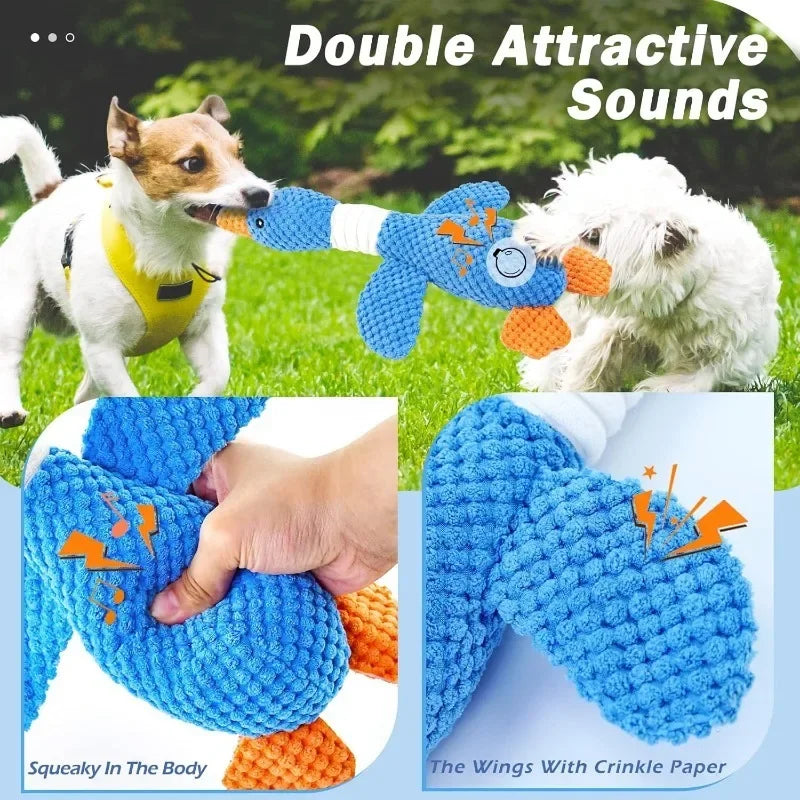 Blue Goose Plush Pet Toy – Squeaky Chew Toy for Dogs & Cats