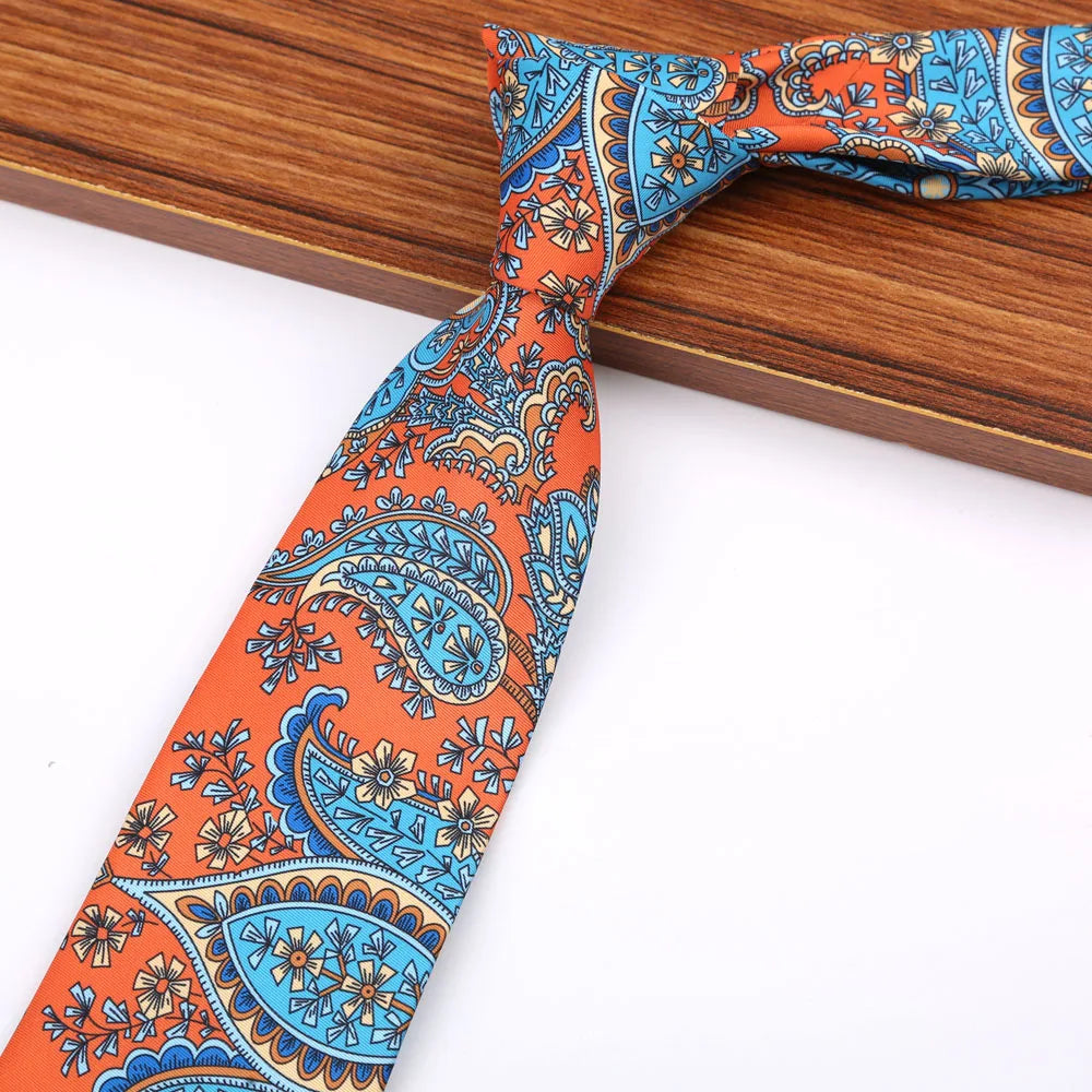 « Cravate Homme 8 cm – Imprimé Paisley & Floral »