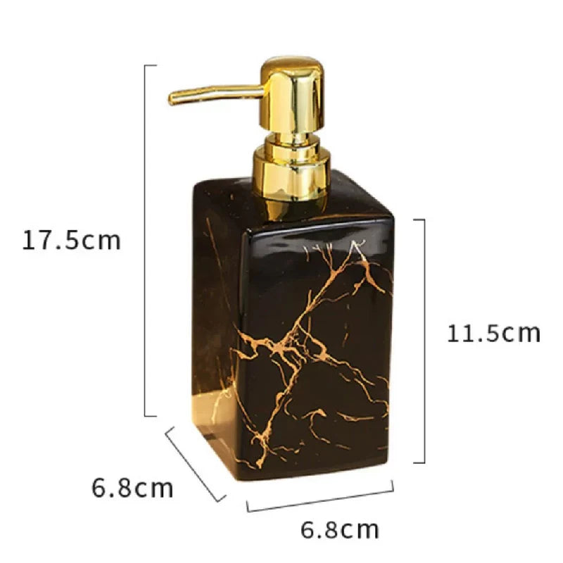 Marble Ceramic Soap Dispenser – Black & White Bathroom Lotion Bottle