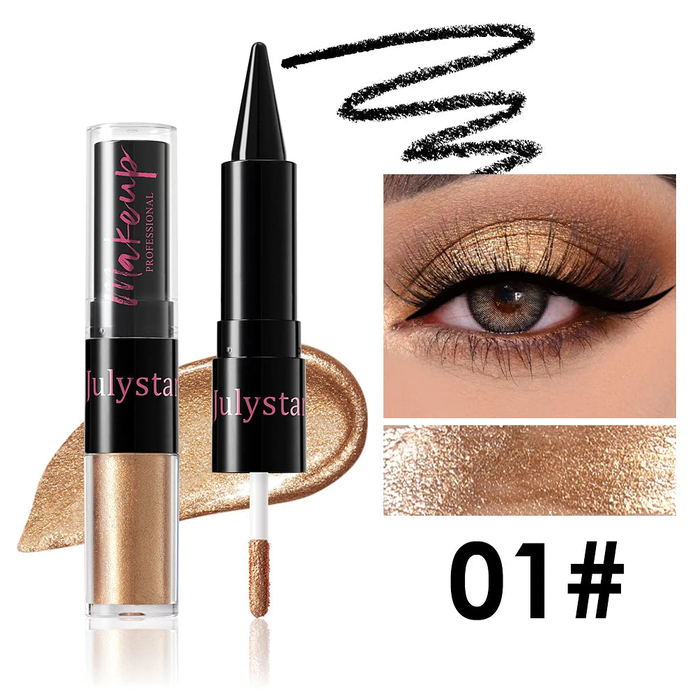 Crayon fard à paupières 2 en 1, noir intense, ultra-pigmenté, waterproof, longue tenue.