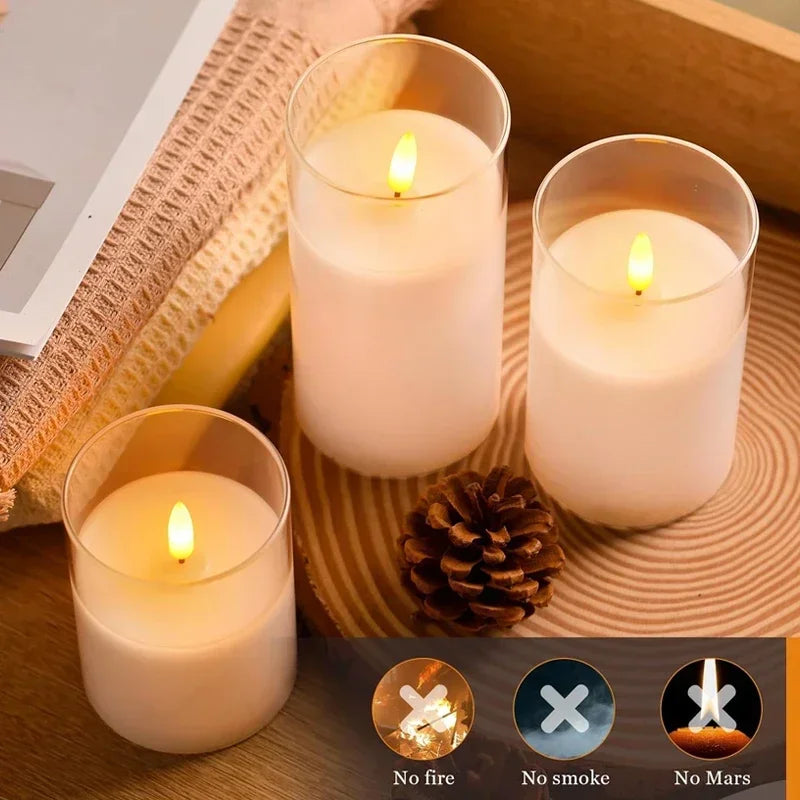 LED Flameless Candles with Remote & Timer – Flickering Acrylic Glass Candle Lights