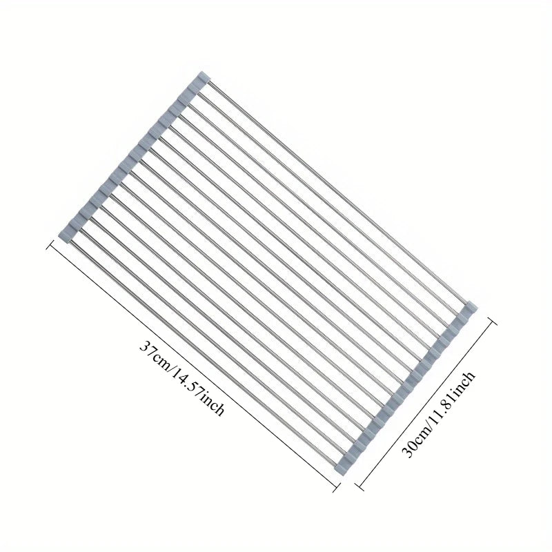 Foldable Roll-Up Dish Drying Rack – Kitchen Sink Organizer & Dish Drainer