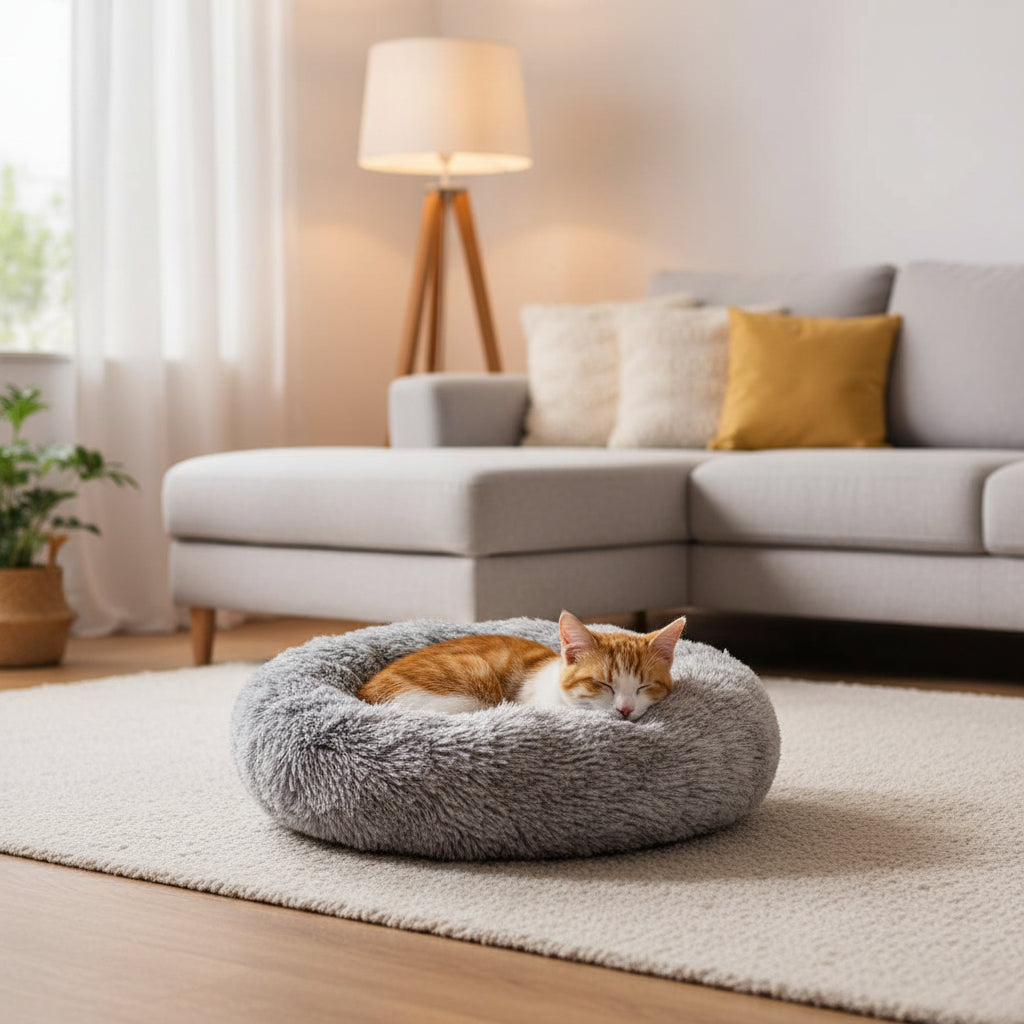 Plush Round Pet Bed – Ultra Soft Warm Dog & Cat Bed