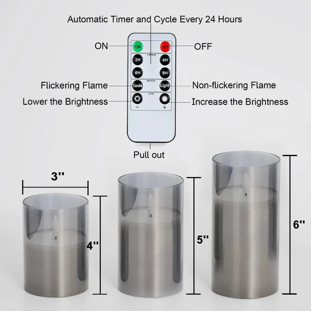 3PCS LED Flameless Candles with Remote Control – Flickering Candle Set for Home & Event Decor