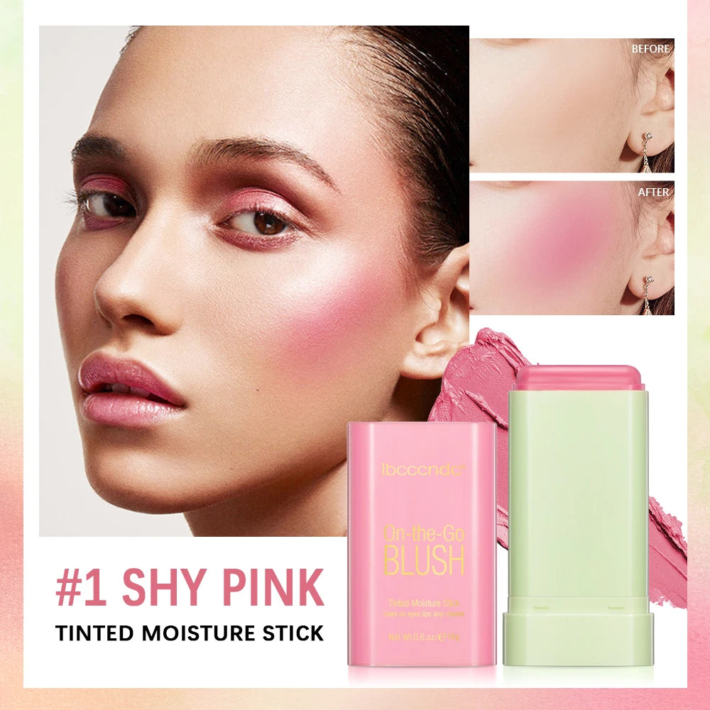 Blush crème rotatif haute intensité – Stick teinté hydratant, longue tenue naturelle – Waterproof, non transférable, teinte orange
