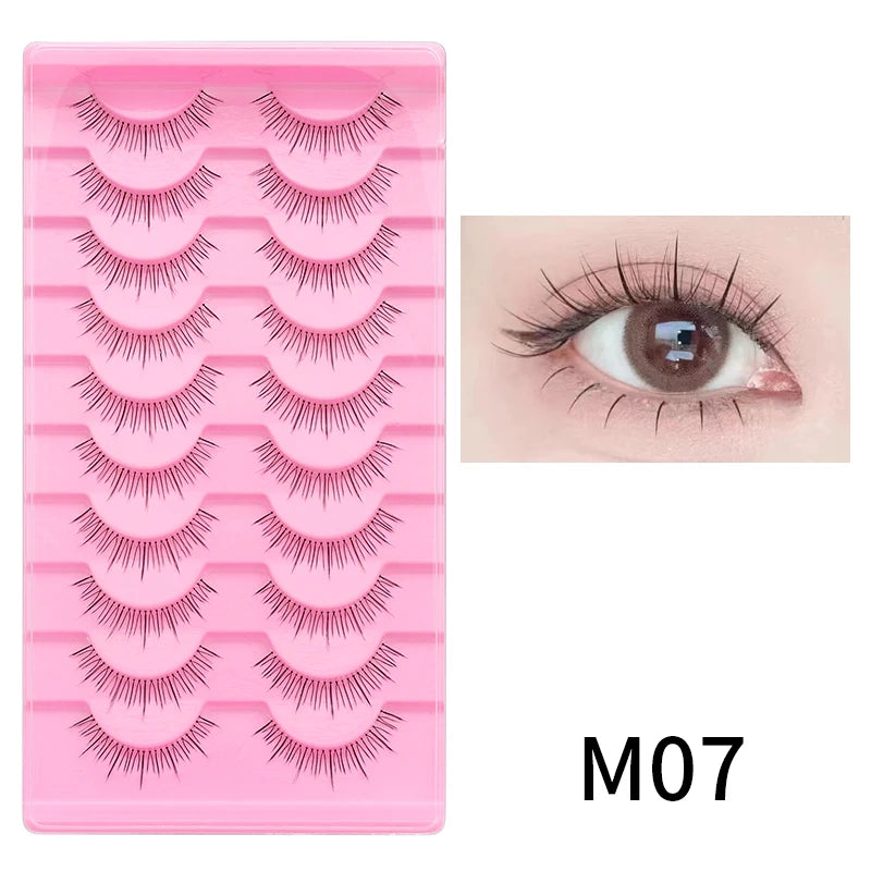 10 paires de cils naturels – Cils manga en bande complète, maquillage – Vente en gros, dropshipping, extensions de cils, faux cils style anime