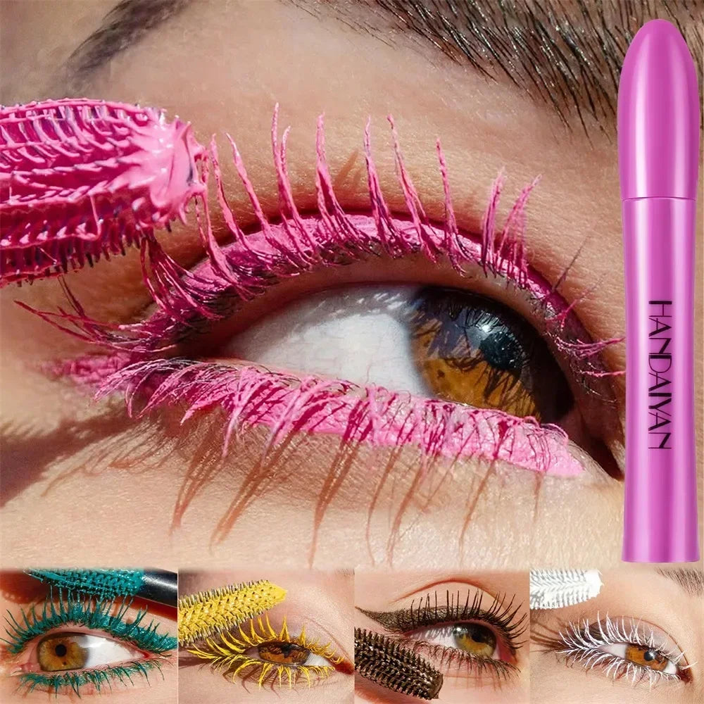 Mascara 10 couleurs waterproof volume recourbant longue tenue bleu saphir et rose