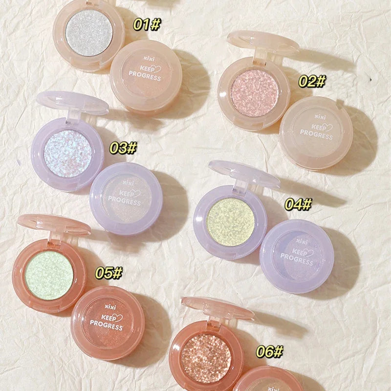 Fard à paupières argenté illuminateur, nacré et pailleté, longue tenue, waterproof, maquillage de fête pour femmes