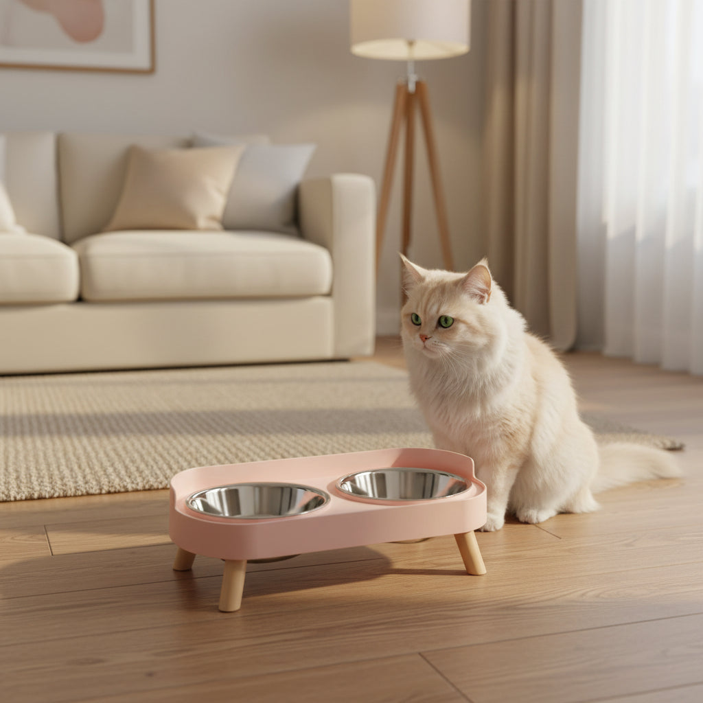 Colorful Elevated Pet Feeder – Dual Stainless Steel Bowls with Neck Support