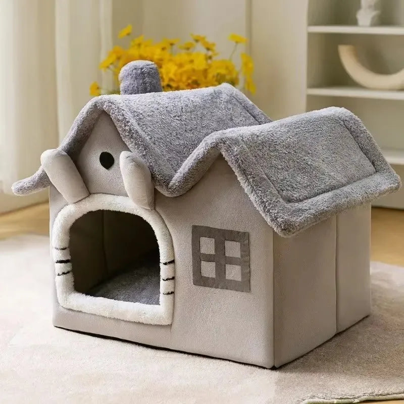 Foldable Cozy Pet House Bed – Warm Cave Bed for Small Dogs & Cats