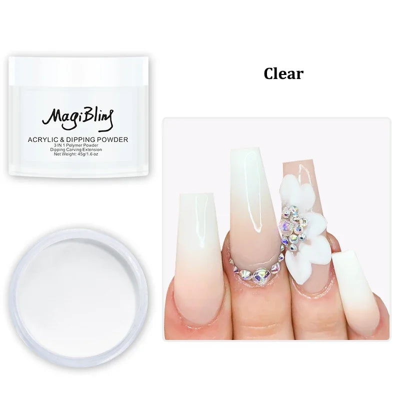 45g Large Acrylic Powder Red Brown Color Nail Extension Tip Engraving 3D Pattern Dust Powder Manicure Professional Nail Supplies