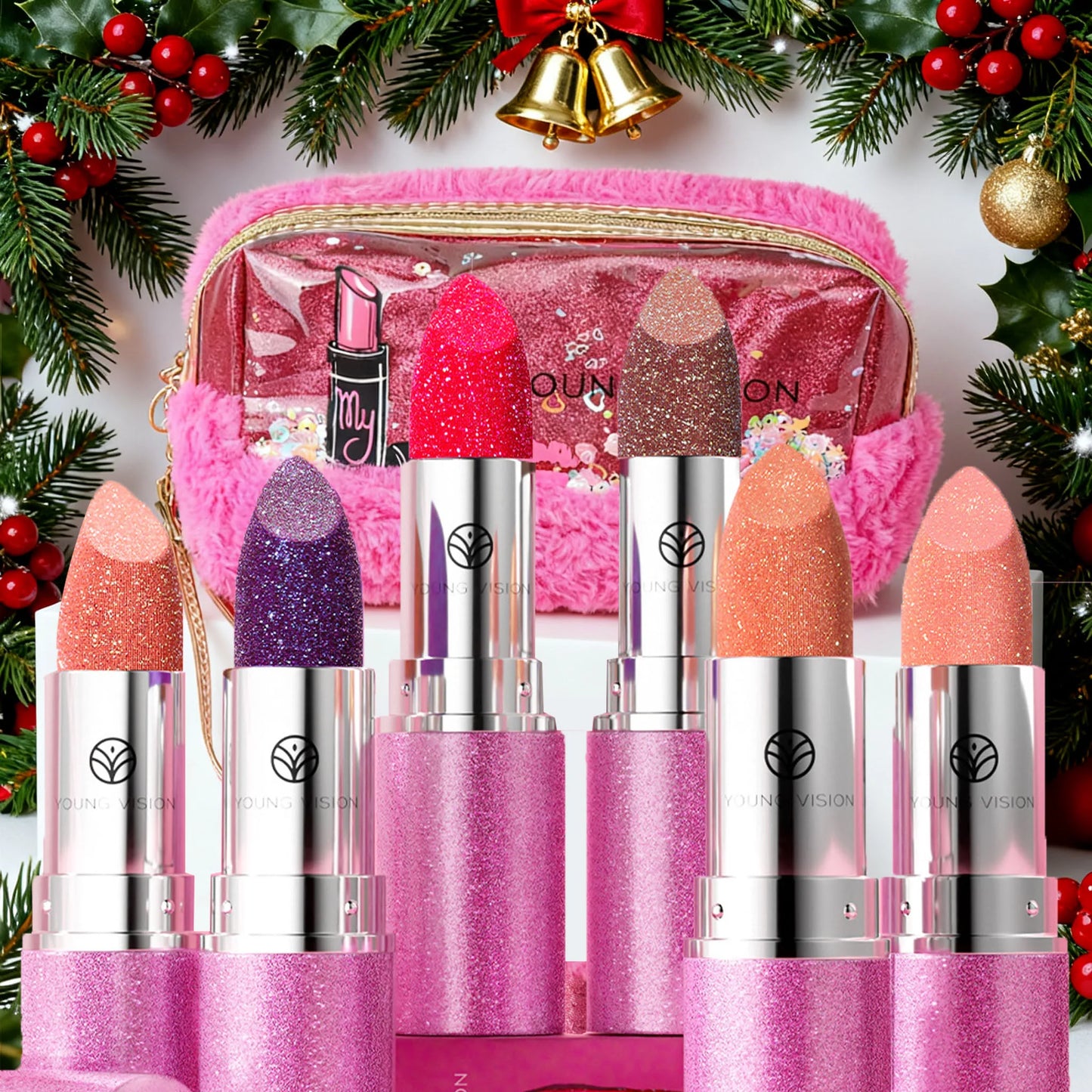 Rouge à Lèvres Changeant de Couleur – 6 Couleurs, Effet Perlé et Flash, Couleur Durable, Ombre à Paupières