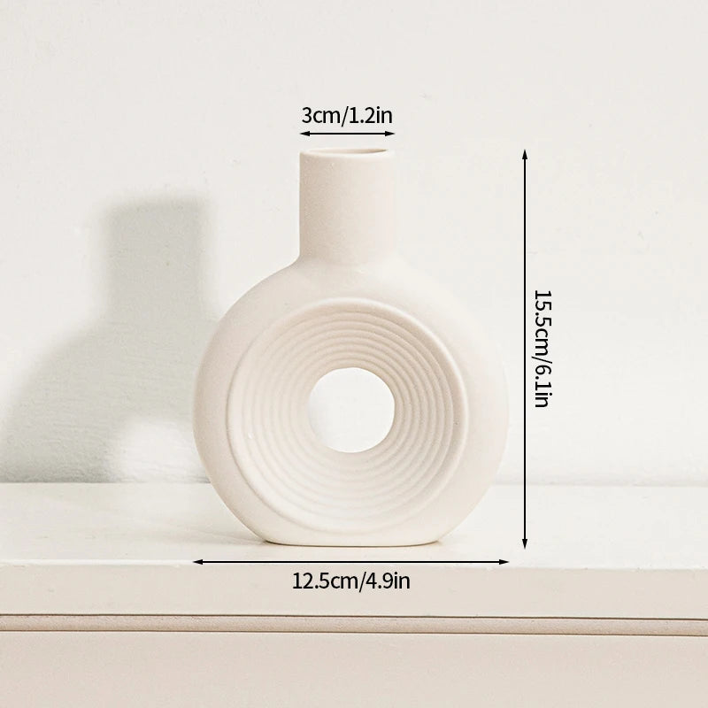 Modern White Decorative Vase – Minimalist Flower Vase for Home & Table Decor