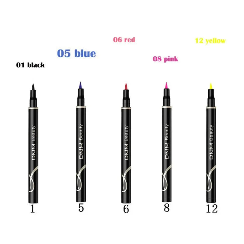 Set 12 Crayons Eyeliner Liquide – Waterproof, Facile à Appliquer, Mat, Couleurs Bleu, Rouge, Vert, Blanc, Or et Marron