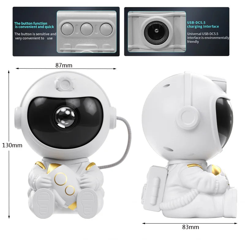 Astronaut Galaxy Projector – LED Starry Sky Night Light for Bedroom & Room Decor