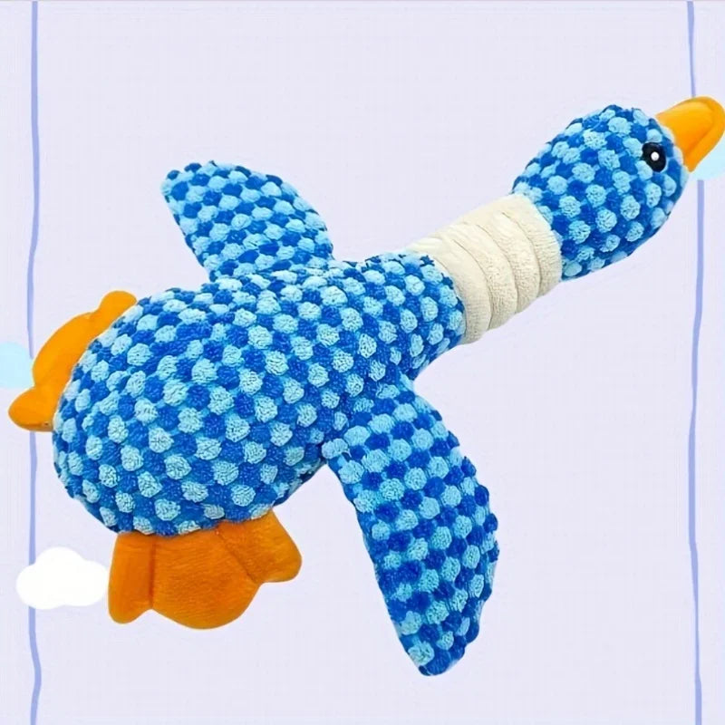 Blue Goose Plush Pet Toy – Squeaky Chew Toy for Dogs & Cats