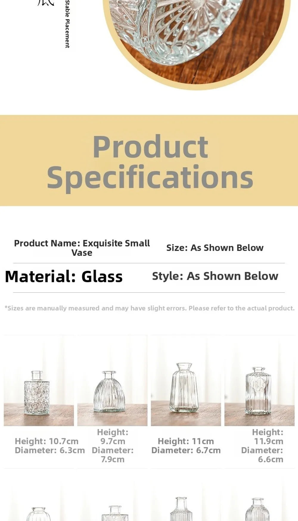 Mini Glass Vase Set – Transparent Hydroponic Flower Vases for Floral Arrangements & Home Decor