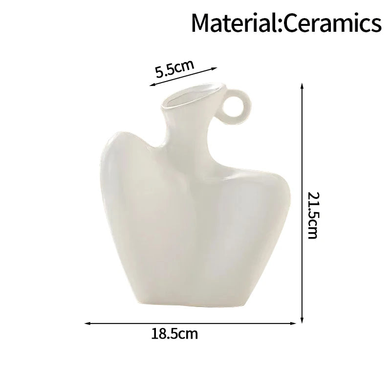 Modern White Decorative Vase – Minimalist Flower Vase for Home & Table Decor