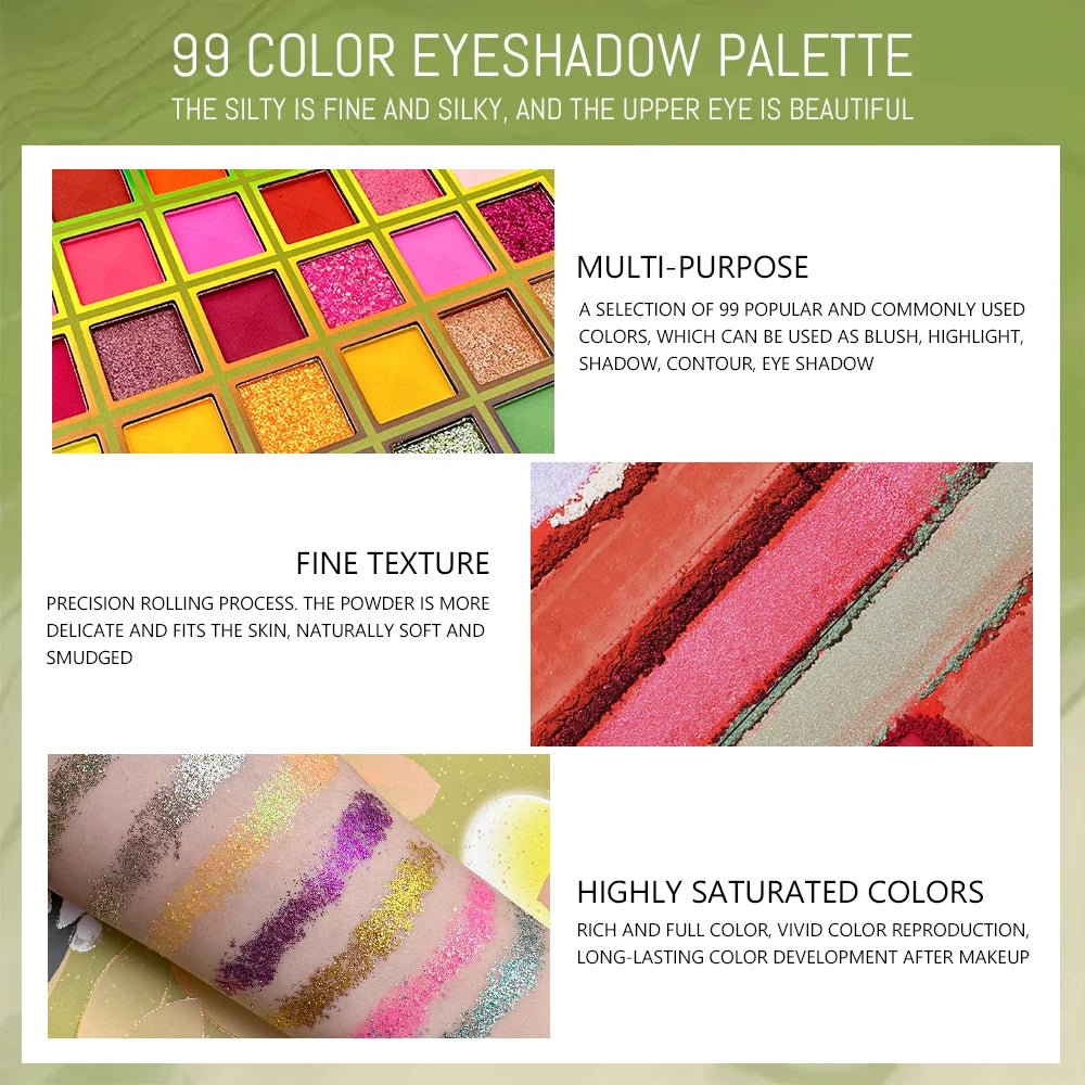 **« Palette fards à paupières 99 couleurs – Arc-en-ciel, mat et longue tenue »**