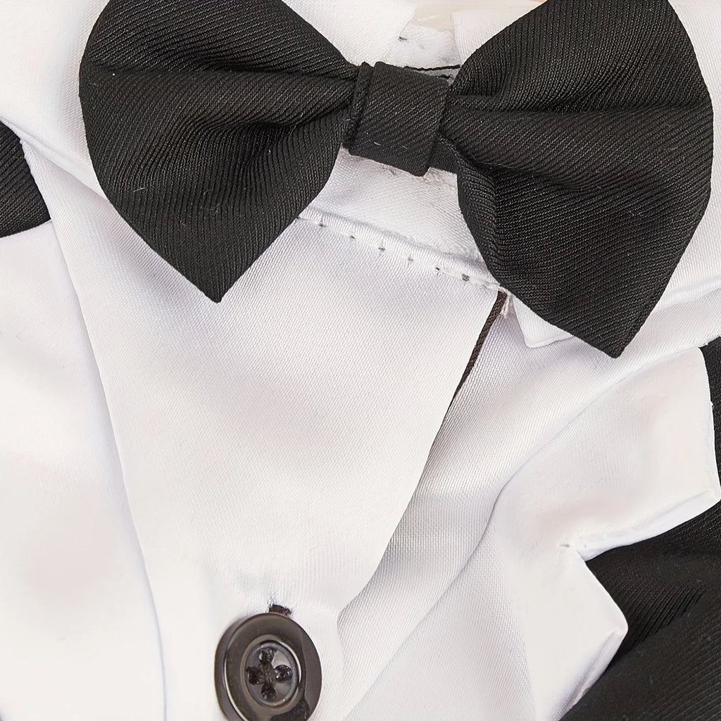 Pet Shirt Small Dog Clothes Wedding Formal Suit With Bow Tie Costume