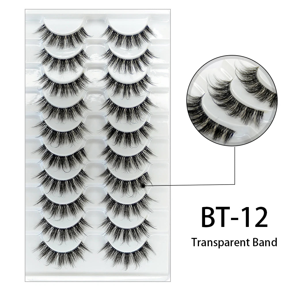 7 à 10 paires de cils – Cils 3D naturels, longs et volumineux, doux et légers – Faux cils sans cruauté pour maquillage
