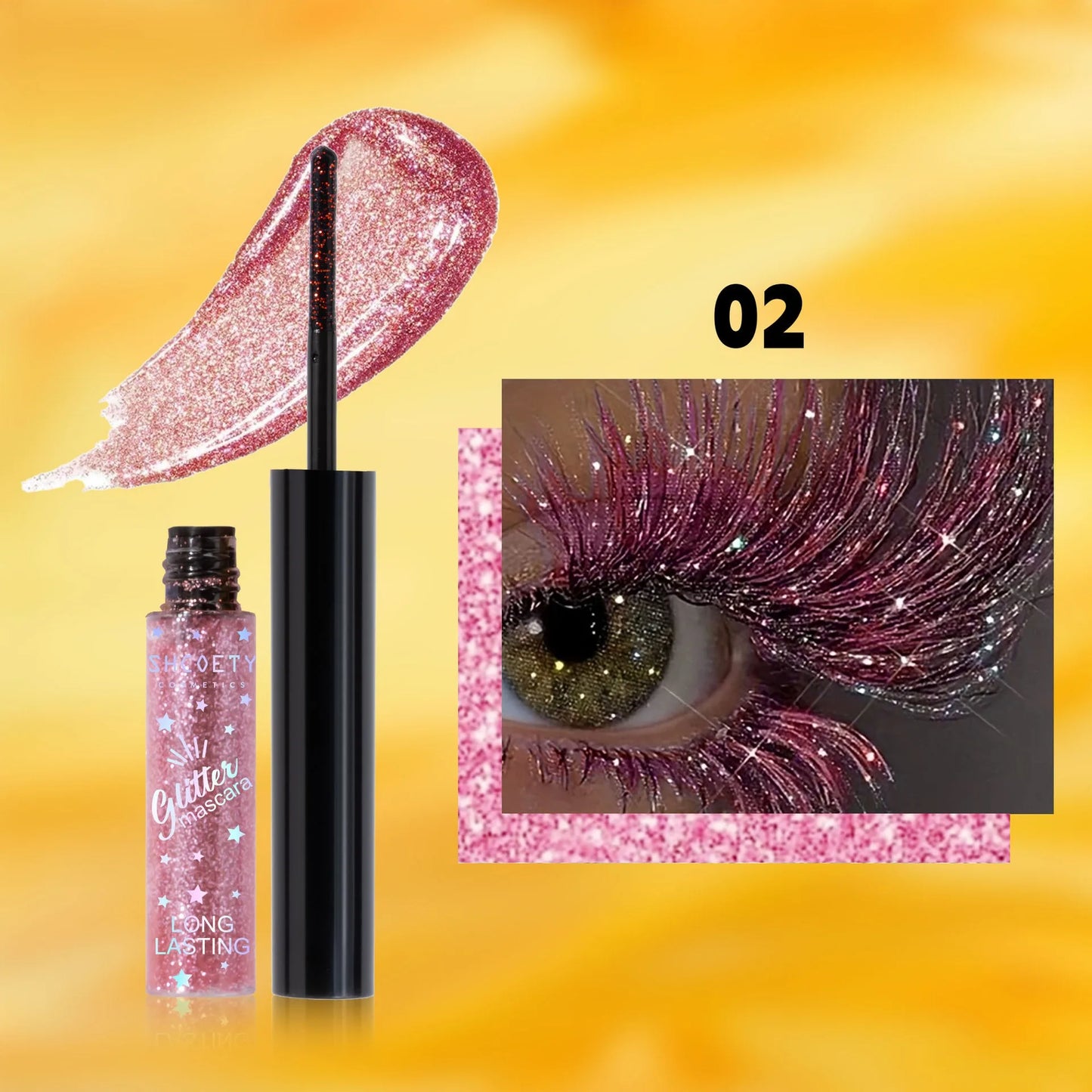 Mascara pailleté 5 couleurs or diamant perlé waterproof séchage rapide cils recourbés extensions coloré maquillage