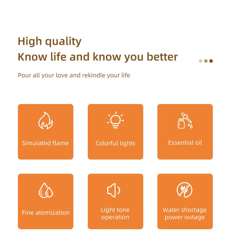 Flame Aroma Diffuser – Colorful LED Essential Oil Humidifier for Home & Relaxation