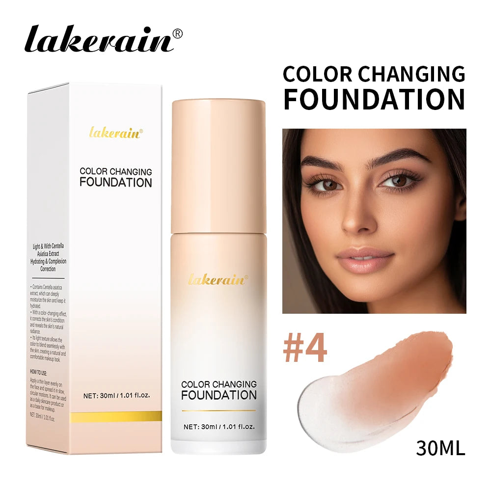 Fond de Teint Liquide Changeant de Couleur Waterproof – Centella, Coréen, Haute Couvrance, Base de Maquillage pour le Visage