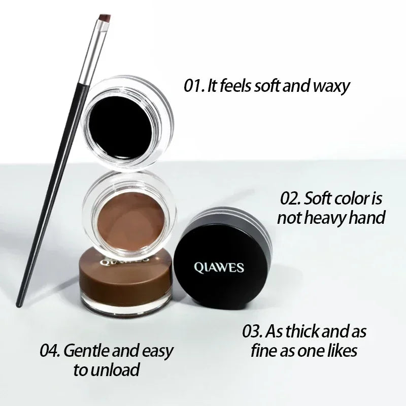 Crème Eyeliner Noir et Marron – Gel Étanche, Longue Tenue, Cosmétiques Beauté, Maquillage des Yeux, Ensemble avec Pinceau
