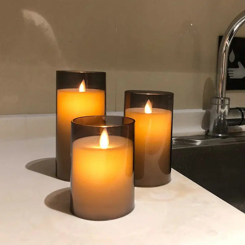 Rechargeable LED Flameless Pillar Candle Set – Real Wax Moving Wick Candles with Remote & Timer