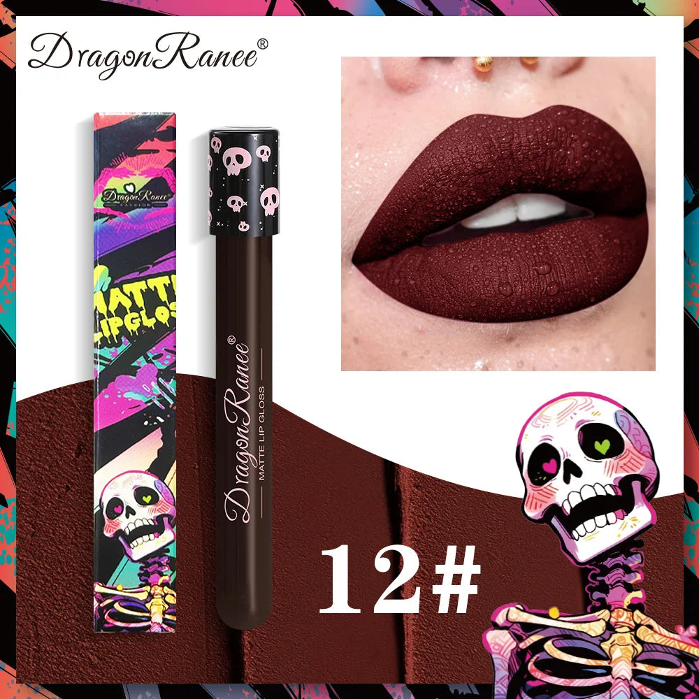 Rouge à lèvres liquide Halloween – Waterproof et facile à appliquer | Teintes sexy rouge, vampire, blanc et noir | Finition mate et gloss | Idéal pour maquillage du visage et body painting