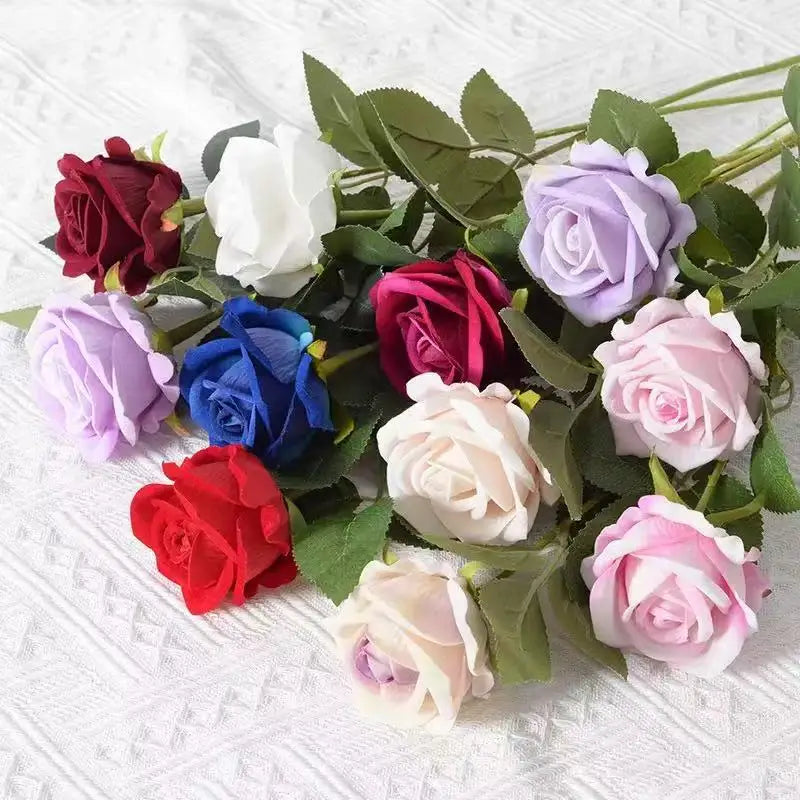 Artificial Rose Flower Stems – Realistic Red Roses for Home & Wedding Décor