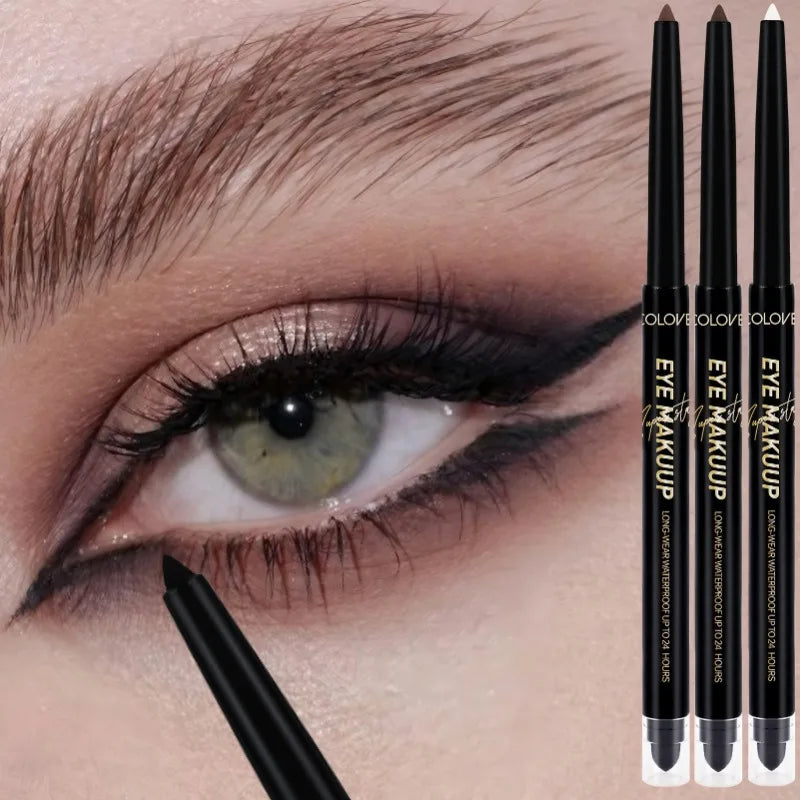 Crayon gel eyeliner double embout noir – waterproof, longue tenue, facile à appliquer, tête en coton douce, glisse lisse