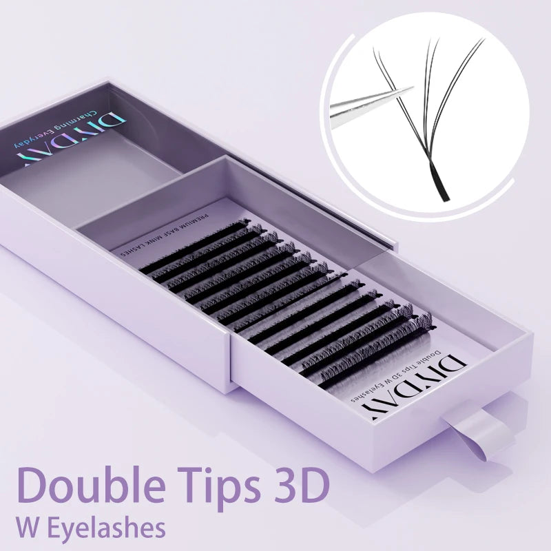 Extensions de cils en forme de W – Cils Bloom prémontés 3D, 4D, 5D, 6D, 7D, 8D, naturels et doux – Éventails d’extensions de cils