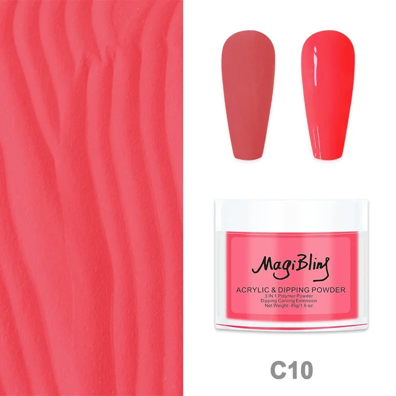 45g Large Acrylic Powder Red Brown Color Nail Extension Tip Engraving 3D Pattern Dust Powder Manicure Professional Nail Supplies