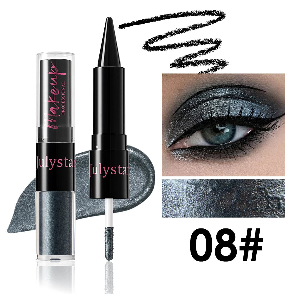 Crayon fard à paupières 2 en 1, noir intense, ultra-pigmenté, waterproof, longue tenue.