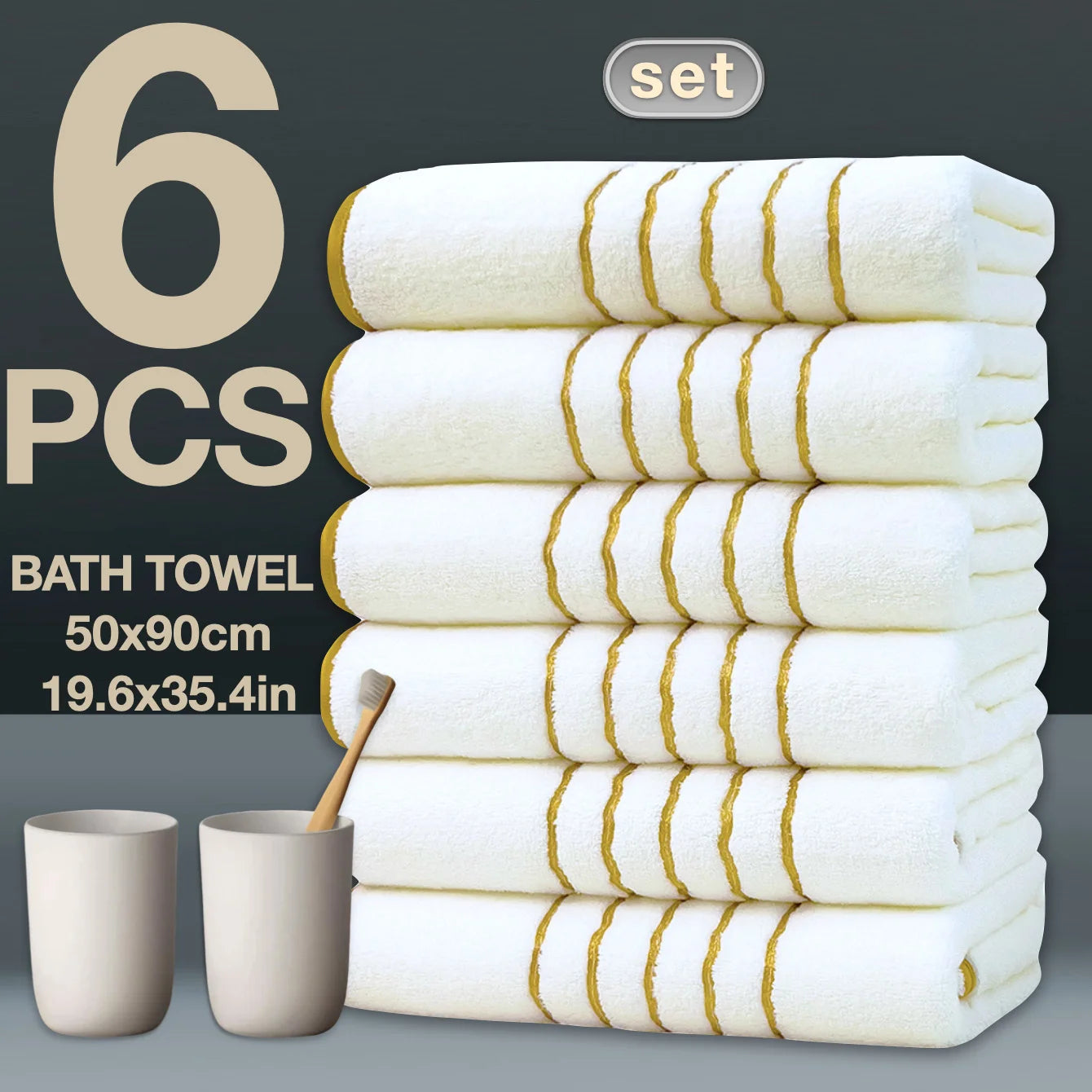 6PCS Luxury Coral Towel Set – Soft Quick-Dry Bathroom Towels