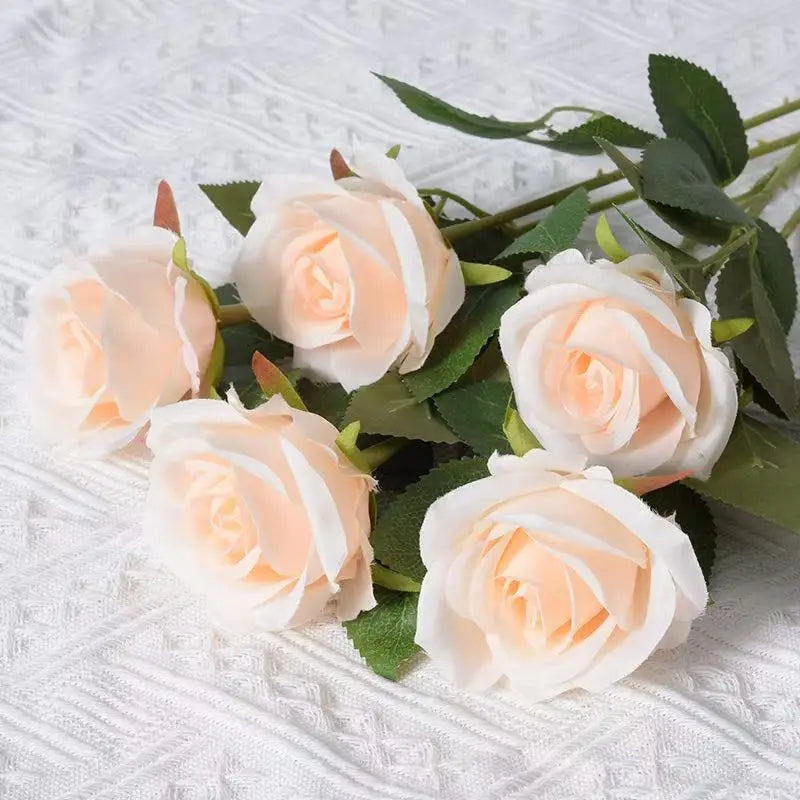 Artificial Rose Flower Stems – Realistic Red Roses for Home & Wedding Décor