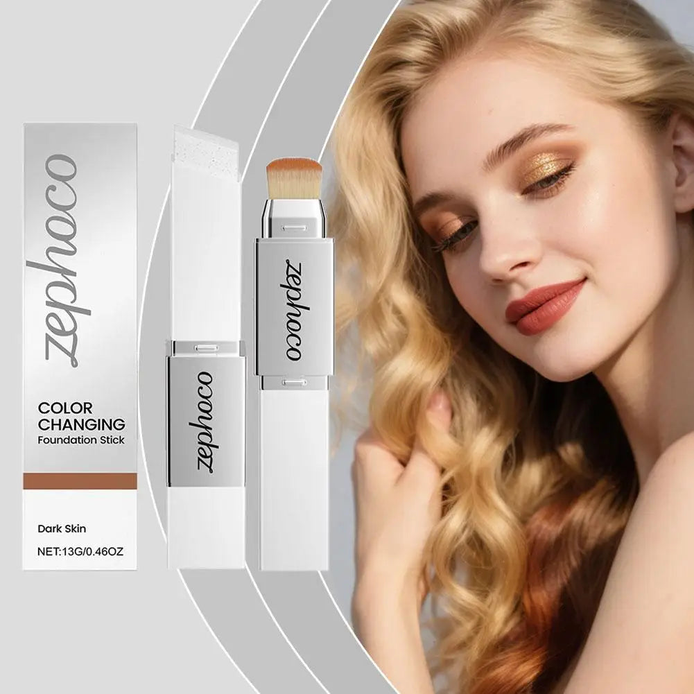 Fond de Teint Stick 2-en-1 Changeant de Couleur – Longue Tenue, Hydratant, Haute Couvrance, Maquillage Coréen