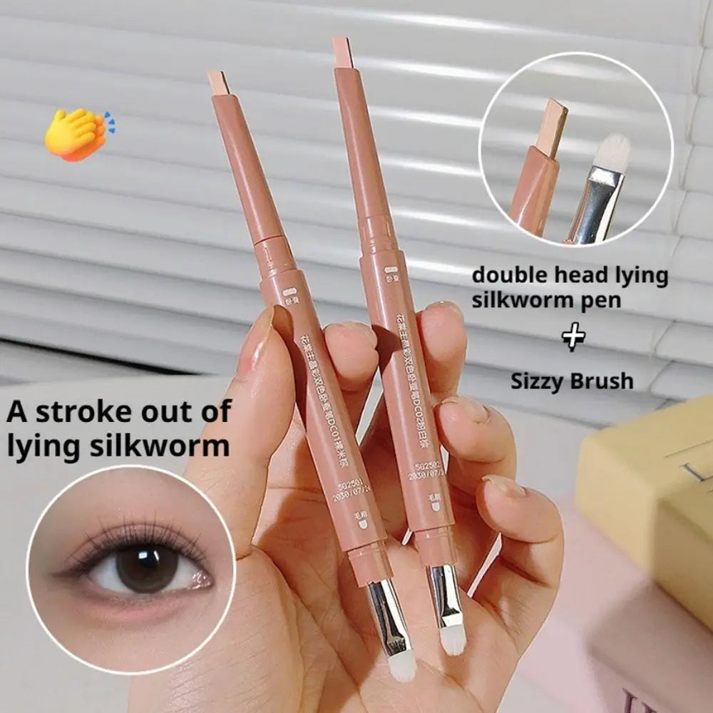 Crayon illuminateur double embout effet ver à soie couché, stylo maquillage, contour des yeux liquide nude, eyeliner et fard à paupières, stick illuminateur pour les yeux