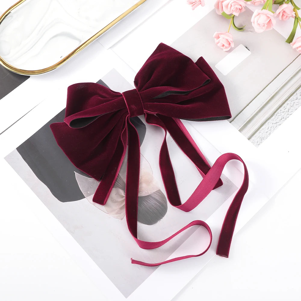 « Barrettes Femme – Nœud Velours, Noir & Rouge »