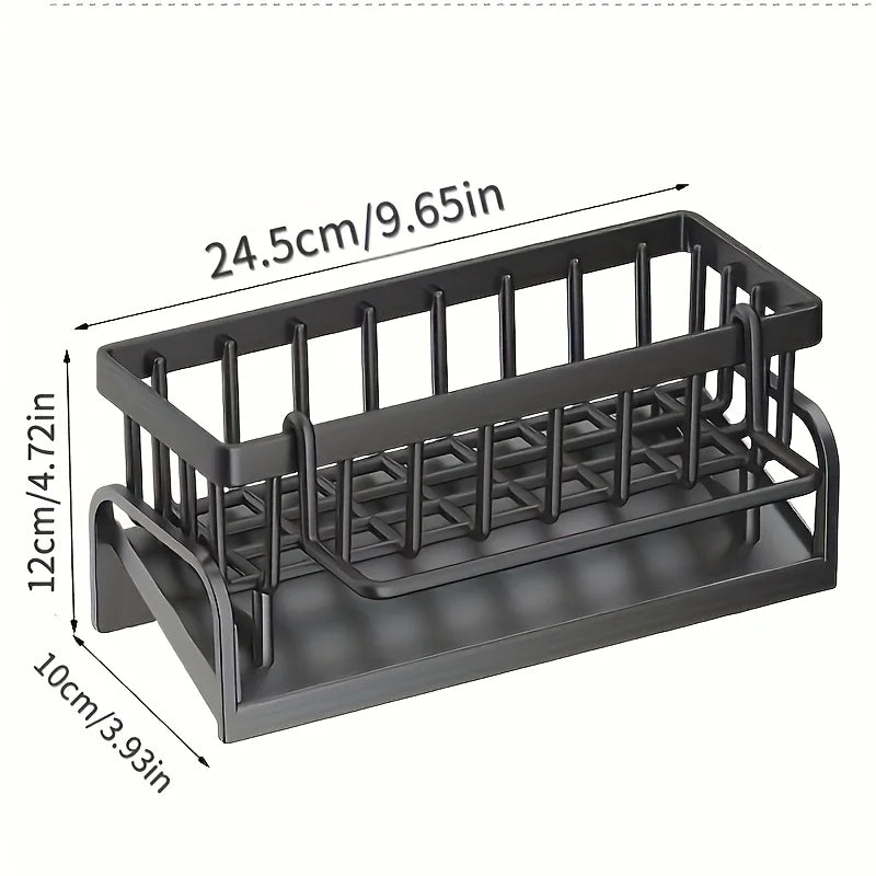 Kitchen Sink Sponge Holder with Drain Rack – Faucet Organizer & Detergent Storage Set
