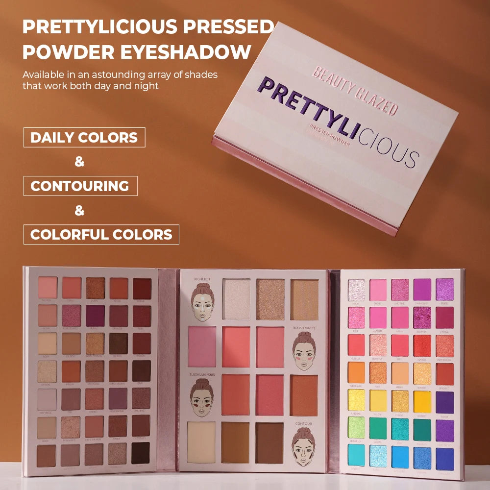 Palette fards à paupières  84 couleurs, longue tenue, waterproof, scintillante, highlighter, contouring, blush, 4-en-1 maquillage