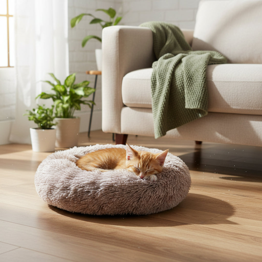 Plush Round Pet Bed – Ultra Soft Warm Dog & Cat Bed