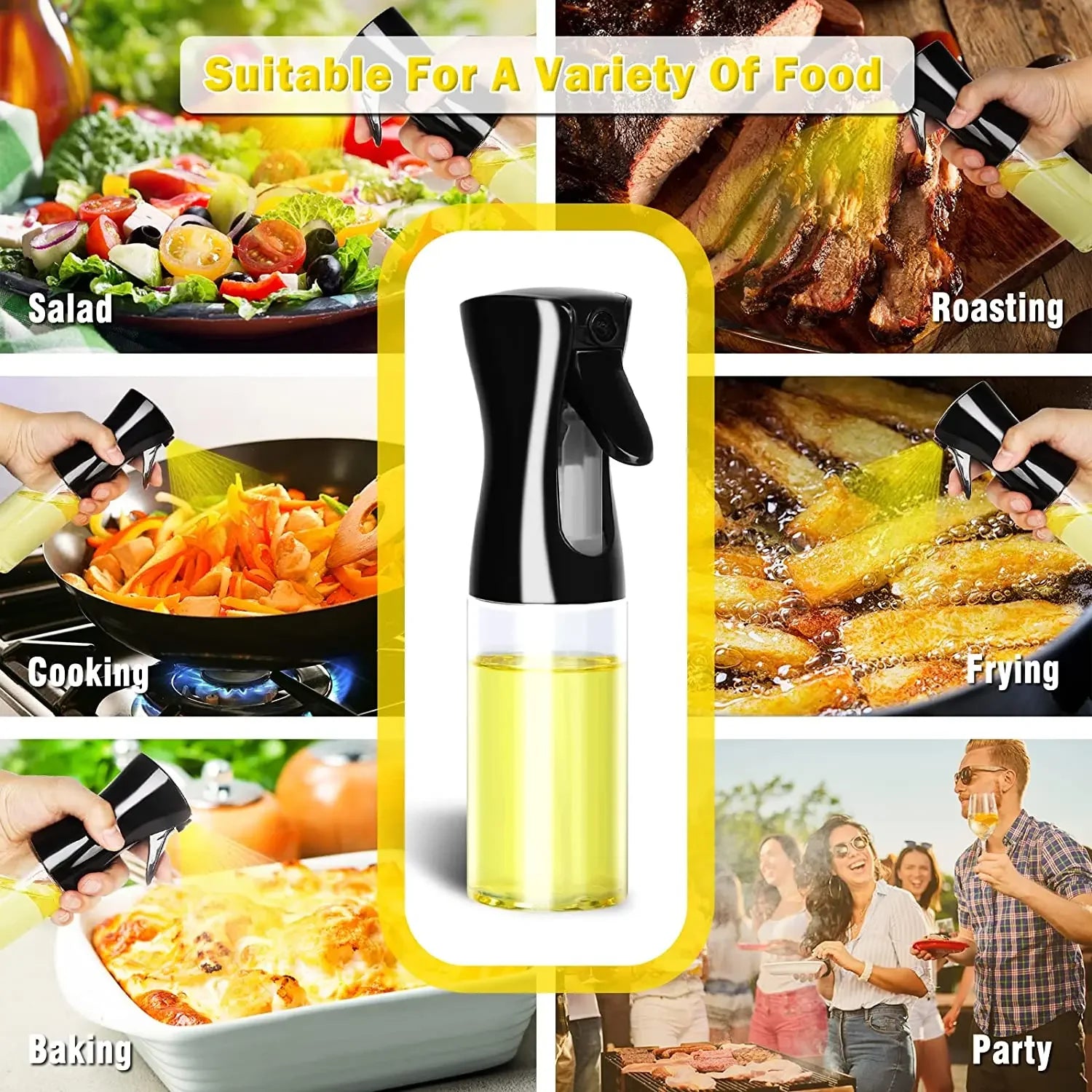2-in-1 Oil Sprayer & Brush Bottle – 200ml / 300ml / 500ml Kitchen Oil Mister for Cooking, Baking & BBQ