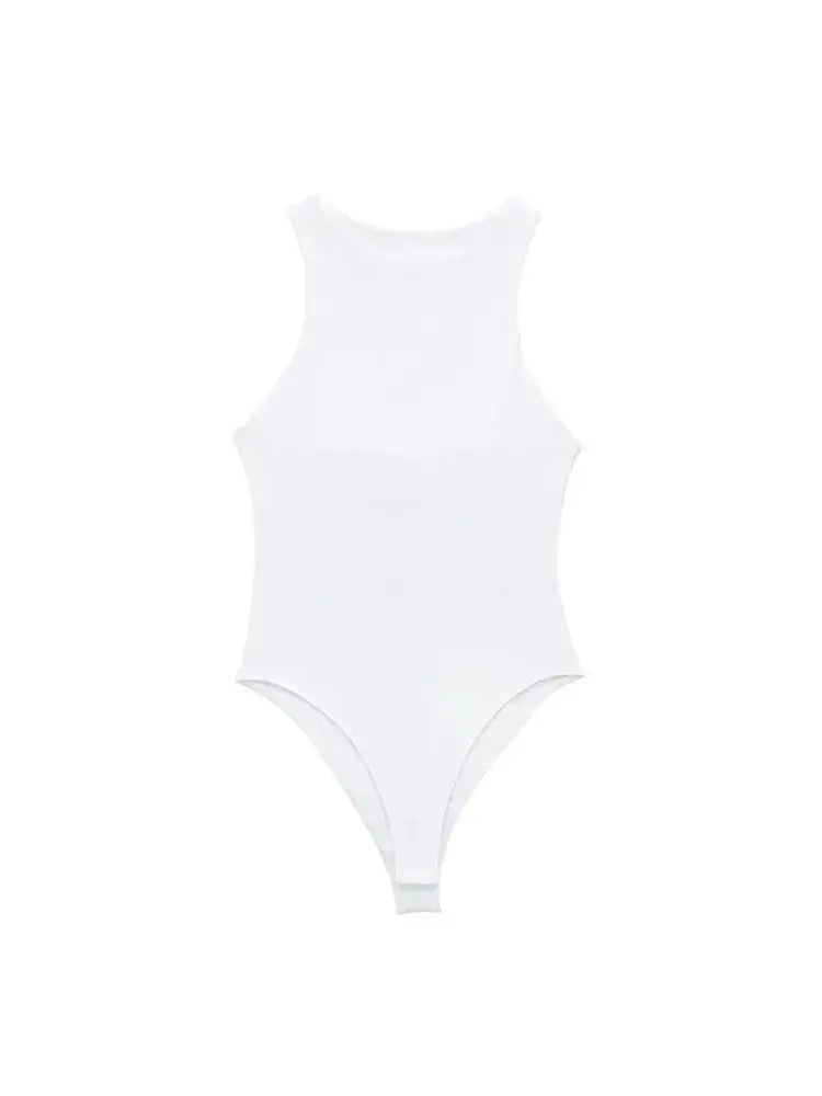 Body fashion pour femmes – Col halter et coupe skinny | Sans manches et sexy | Fermeture à boutons-pression | Combinaison (playsuit) féminine tendance