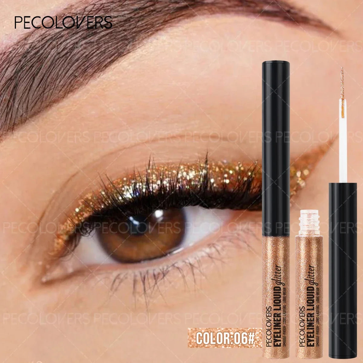 1 crayon pour les yeux liquide effet diamant, pailleté, waterproof, longue tenue, couleur argentée, facile à appliquer, maquillage coréen