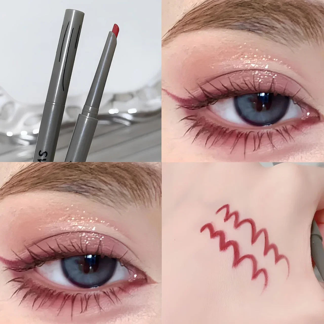 Crayon Eyeliner– Mat Naturel, Rouge Vin, Facile à Appliquer, Étanche, Maquillage des Yeux, 1 Pc